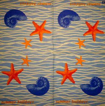 094 Muscheln - 3-lagig (blau) - Home Fashion