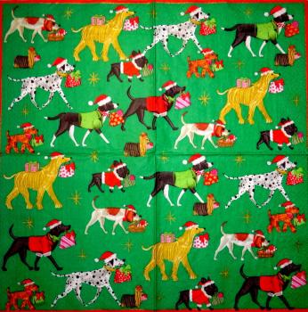 HUN-756 Dogs - 3-ply (green) - Caspari