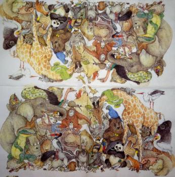 154 Animals Africa: Divers - 4-ply - Paper Design - Handkerchief