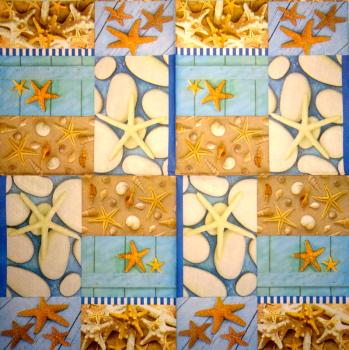 094 Muscheln - 3-lagig (blau) - Home Fashion