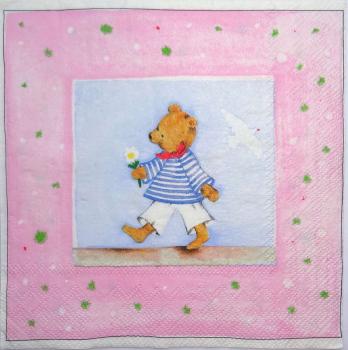 095 Teddy - 3 lagig (rosa) - Paper Design