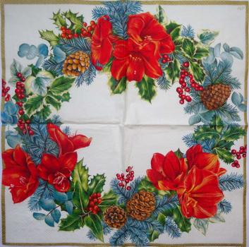 039 Christmas Flowers  - 3-ply (cream) - Ihr