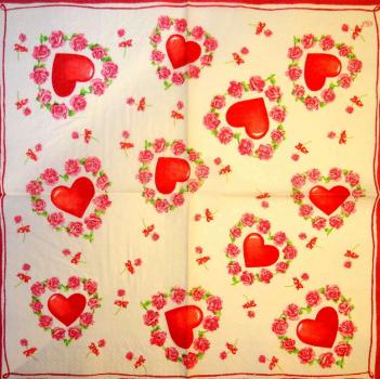 060 Heart / Hearts - 3-ply (weiß/rot) - Ihr