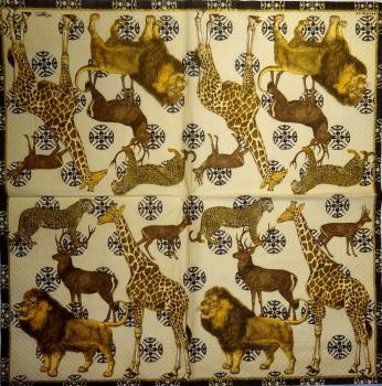 103 Animals Africa: Divers - 3-ply (cream) - Caspari