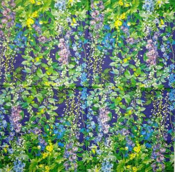 034 Flowers Others - 3 ply (blue) - Ihr