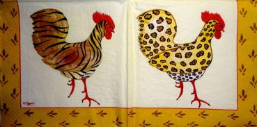 007 Hahn, Huhn - 3 lagig - (creme) - Caspari
