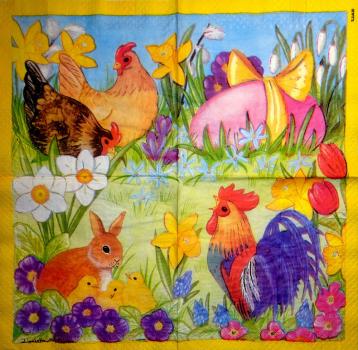 089 Rooster,  Hen - 3 ply - LIAB - Künstler
