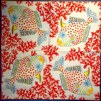 057 Fish - 3-ply (weiß) - Caspari - Sophie Troyan