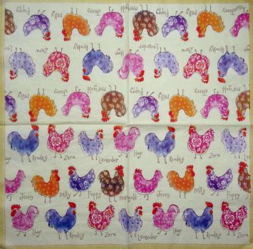114 Rooster,  Hen - 3 ply (cream) - Ihr