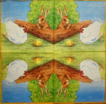 065 Hasen: natürlich - 3-lagig - 35x35 cm