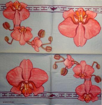 069 Orchideen - 3-lagig (blau/rosa) - MOLCA
