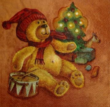 091 Bären Weihnachten - 3-lagig (braun) - Home Fashion
