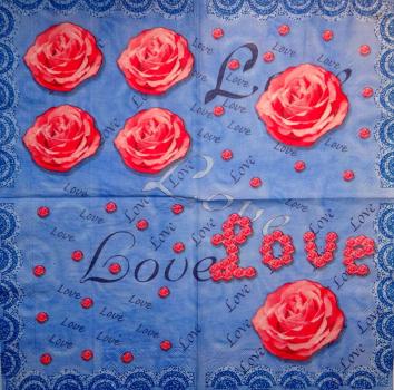543 Roses - 3-ply -  ( blue) - Ambiente
