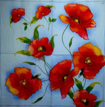 039 Anemones, Poppy - 3-ply (blue/red) - Ihr