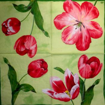 081 Tulpen - 3-lagig (rot/grün) - Ihr