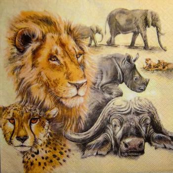 061 Tiere Afrika: Diverse - 3-lagig - Home Fashion