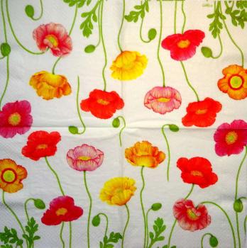 163 Anemonen, Mohn - 3-lagig - Caspari