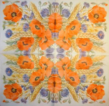 191 Anemones, Poppy - 3-ply - WIDA - 35x35 cm