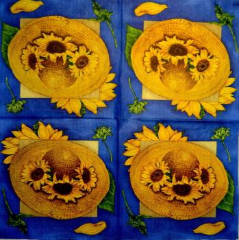 145 Sunflowers - 3-ply (blue) - Ambiente