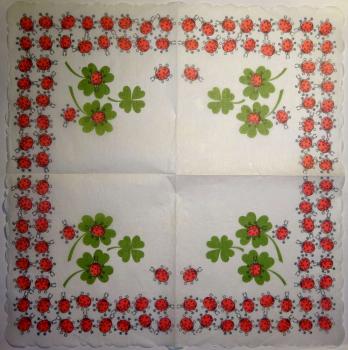 091 Marienkäfer - 1-lagig - Wellenrand - 35x35 cm