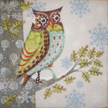 041 Owls - 3-ply (cream) - Paw