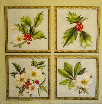 045 Weihnachten Blumen - 3-lagig (creme) - Ihr
