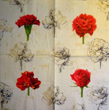 609 Roses - 3-ply - Caspari - Pierre Frey