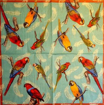 042 Parrot - 3-ply (blue) - Caspari