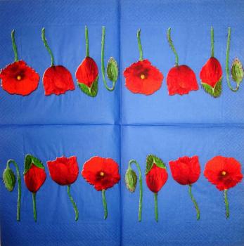 028 Anemones, Poppy - 3-ply (blue)