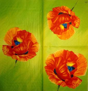 026 Anemonen, Mohn - 3-lagig (grün) - Ihr