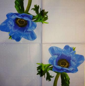 003 Anemones, Poppy - 3-ply (purple blue) - Paper Design