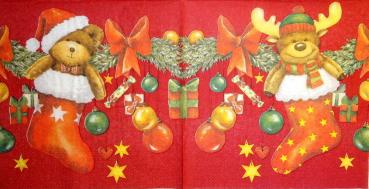 061 Bären Weihnachten - 3-lagig (rot) - Atelier