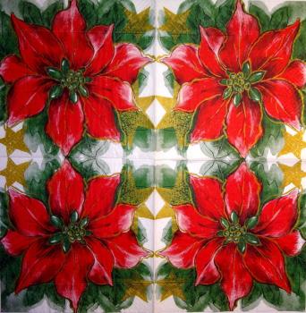 202 Weihnachten Blumen - 3-lagig