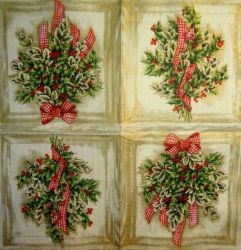 210 Weihnachten Blumen - 3-lagig (creme) - Ihr