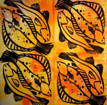 042 Fische - 3-lagig (orange) - 40x40 cm