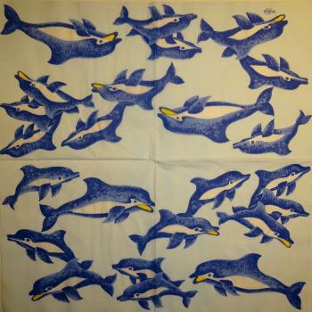 027 Dolphin / Whale / Shark - 3-ply - (blue) - Ambiente