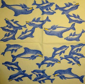 027 Dolphin / Whale / Shark - 3-ply - (weiß) - Ambiente
