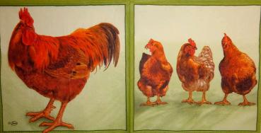 167 Rooster,  Hen - 3-lagig(grün) - Ambiente