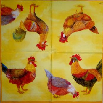 064 Rooster,  Hen - 3-ply (orange) - Ihr