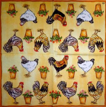 082 Rooster,  Hen - 3-ply - (orange) - Ihr