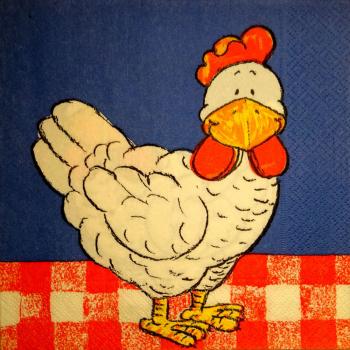 134 Rooster,  Hen - 3 ply (blue)
