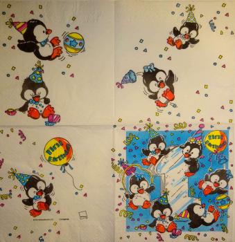 058 Penguins - 3-ply (blue) - Contempo 1997 - 35x35 cm