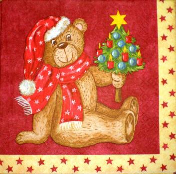 006 Bären Christmas - 3-ply (red)