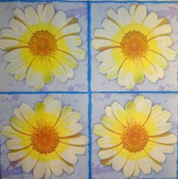 028 Daisies - 3-ply (bright blue) - Ambiente