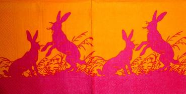016 Hasen: natürlich - 3-lagig (orange,rosa)