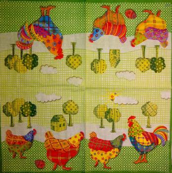 017 Rooster,  Hen - 3 ply (grün) - Ihr