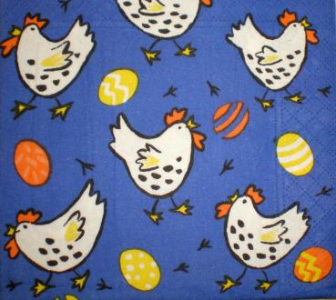 HAHU-208 Hahn, Huhn - 3-lagig (blau)