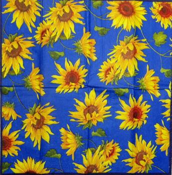 034 Sonnenblumen - 4-lagig (blau) - Ihr - Taschentuch