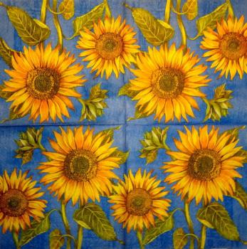 023 Sonnenblumen - 3-lagig (blau)