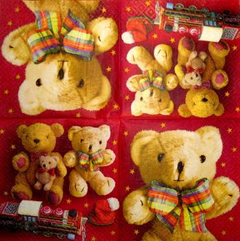 105 Bären Weihnachten - 3-lagig (rot) - CS